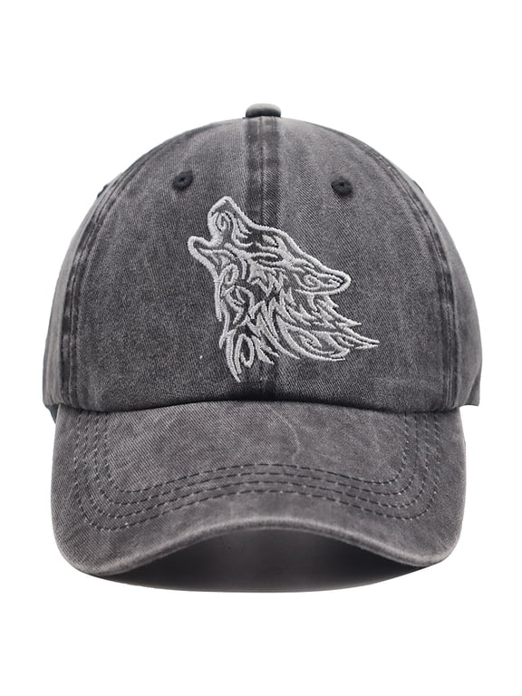 Animal Tribal Wolf Howl Embroidered Unisex Baseball Cap