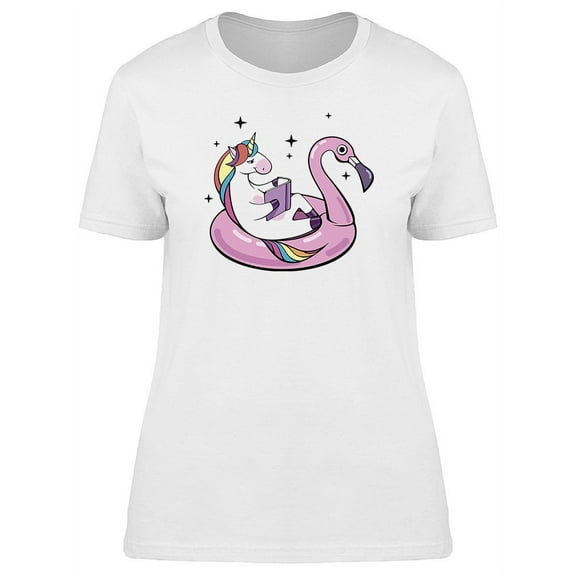 Animal Unicorn On Flamingo T-Shirt Women -Image by Shutterstock, Female Medium