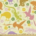 thumbnail image 1 of Animal Upholstery Fabric by the Yard, Pastel Colorful Exotic Setting Silhouettes with Flowers Repetition, Decorative Fabric for DIY and Home Accents, Pale Yellow and Multicolor by Ambesonne, 1 of 5