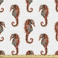 thumbnail image 1 of Ambesonne Seahorse Fabric by the Yard Upholstery, Pattern in Watercolors, 3 Yards, Grey and Red, 1 of 4