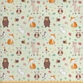 thumbnail image 1 of Animal Upholstery Fabric by the Yard, Woodland Concept Pattern with Forest Animals Deer Fox Bear Rabbit and Owl, Decorative Fabric for DIY and Home Accents, Multicolor by Ambesonne, 1 of 4