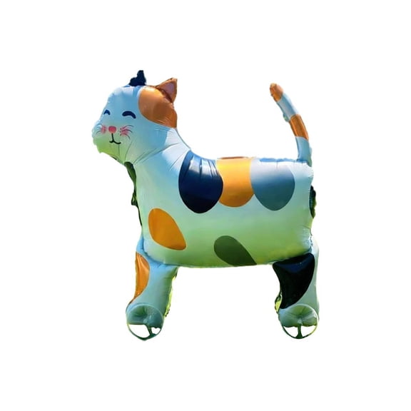 Animal Walking Balloons - Giant Stand-Up Cat/Dog/Tiger/Elephant Foil Balloon, Pull Rope & Wheels for Helium-Free Play, Interactive Kids Party Decoration & Toy