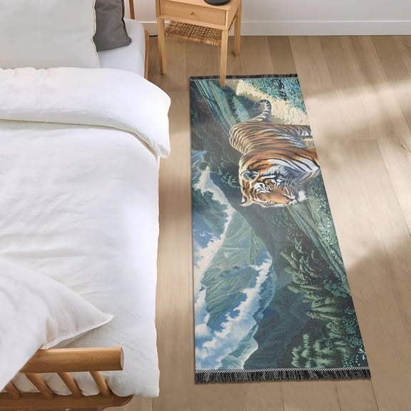 Animal Walking on Mountains Bedside Runner Rug 2'x 6' Non Slip Carpet Floor Mat Area Rug