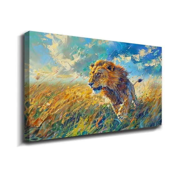Animal Wall Art Picture Running Lion Animal Wall Decor Canvas Wall Art For Livingroom Bedroom Office