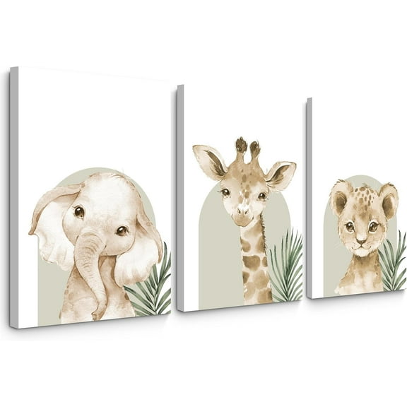 Animal Wall Art Pictures Baby Nursery Canvas Wall Art Decor Safari Animal Prints Jungle Kids Wall Art Woodland Nursery Wall Decor Giraffe Jungle Poster for