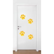Animal Wall Decal Beautiful Yellow Repeating Paw Prints Pattern Bedroom Wall Decal for Children Dog Cute Themed Room Decal - Size 6 In x 6 In