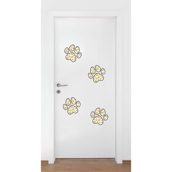 Animal Wall Decal Cute Smiley Face in Paw Prints Bedroom Wall Decal for Children Dog Cute Themed Room Dcor - Size: 6 In x 6 In