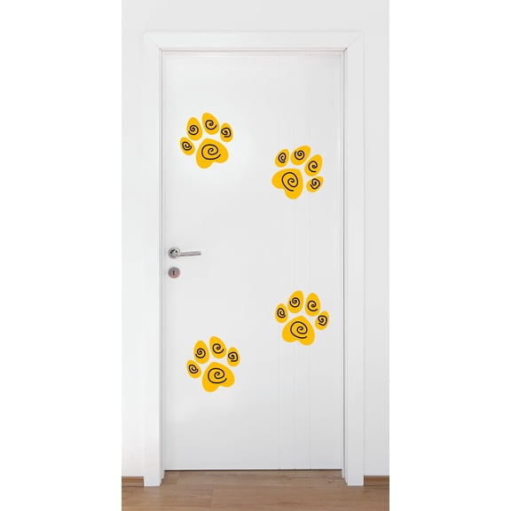 Animal Wall Decal Two Pairs of Cute Dog Paw Prints with Spiral Pattern Bedroom Wall Decal for Children Dog Cute Themed Room Dcor - Size: 6 In x 6 In