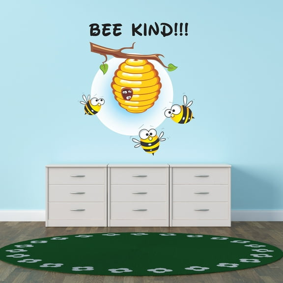 Animal Wall Decals for Boy's Bedroom - Honey Bee's Flying around Beehive Wall Sticker Decal With Easy Installation Instructions Kid's Bedroom Décor Wall Sticker - Size: 9 In x 10 In