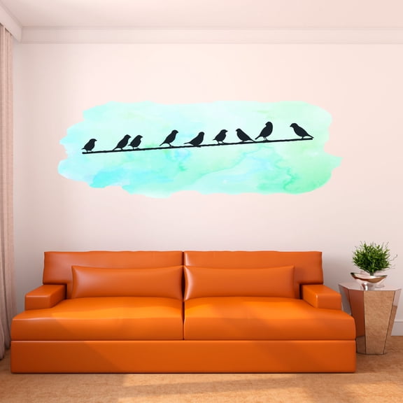 Animal Wall Decals for Care Taker Daycare - Different Birds Resting on a Wire Birds DIY & Creativity Boy Girl Bedroom Wall Sticker - Size: 10 In x 3 In
