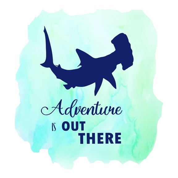 Animal Wall Decals for Care Taker Daycare - Hammerhead Shark with Water Colour Background Shark DIY & Creativity Boy Girl Bedroom Wall Sticker - Size: 9 In x 10 In