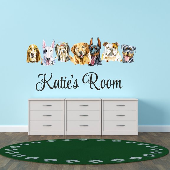 Animal Wall Decals for Kids Room - Man's Best Friend Boxer Dobermans Labs Golden Retreivers Wall Sticker Decal With Easy Installation Instructions Wall Decal Sticker - Size: 20 In x 10 In