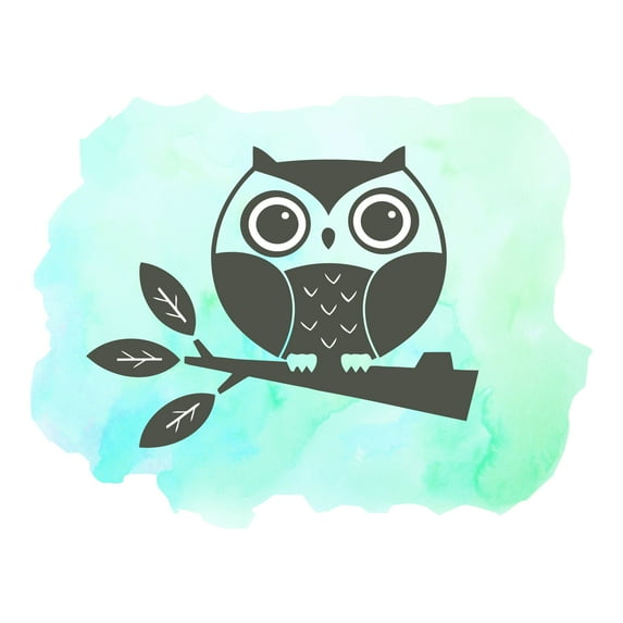 Animal Wall Decals for Care Taker Daycare - Owl on Watercolour Background Owl DIY & Creativity Boy Girl Bedroom Wall Sticker - Size: 40 In x 32 In