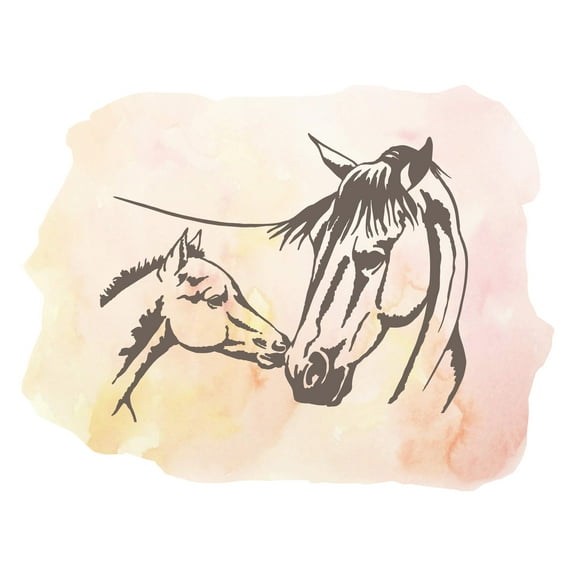 Animal Wall Decals for Children Bedroom - Horses With watercolor Background Horse DIY & Creativity Boy Girl Bedroom Wall Sticker - Size: 10 In x 8 In