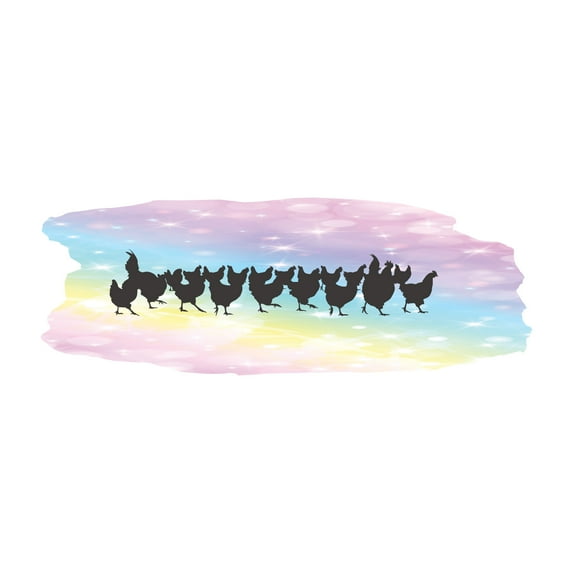 Animal Wall Decals for Children Playroom - Chickens Family Silhouette Chicken DIY & Creativity Boy Girl Bedroom Wall Sticker - Size: 30 In x 12 In