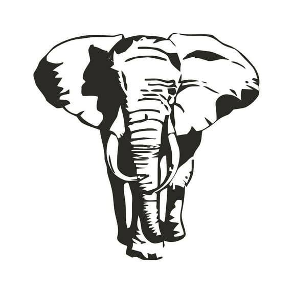 Animal Wall Decals for Children Playroom - Elephant Silhouette Elephant DIY & Creativity Boy Girl Bedroom Wall Sticker - Size: 40 In x 40 In