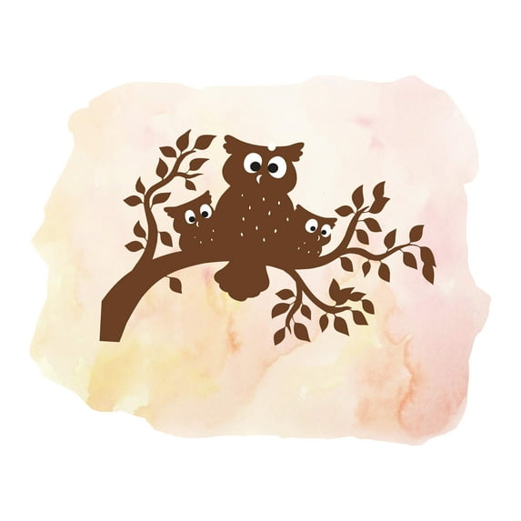 Animal Wall Decals for Children Playroom - Owl Family On Tree Branch Owl DIY & Creativity Boy Girl Bedroom Wall Sticker - Size: 20 In x 16 In