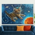 thumbnail image 1 of Animal Wall Decor, Astronaut Cat Wall Decor, Astronaut Animal Poster, Kids Canvas Art, Nursery Canvas Art, Cartoon Wall Decor, Canvas Wall Decor - 3P-Black Framed, 1 of 9