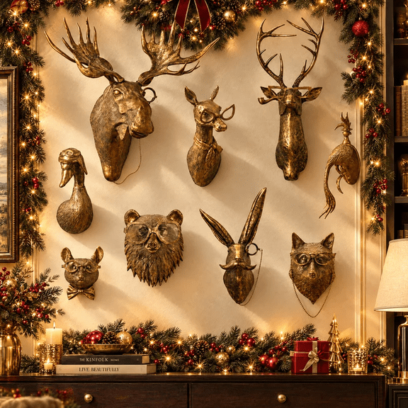 Animal Wall Decor Collection, 1 Piece Choose from 9 Designs or 9-Piece Set, Antique Gold Wall-Mounted Sculpture, Home Decor Gift