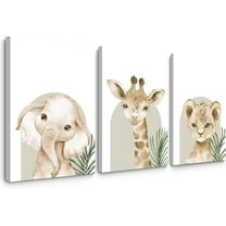 Animal Wall Hieng Pictures Baby Nursery Canvas Wall Hieng Decor Safari Animal Prints Jungle Kids Wall Hieng Woodland Nursery Wall Decor Giraffe Jungle Poster for Room Framed Set of 3