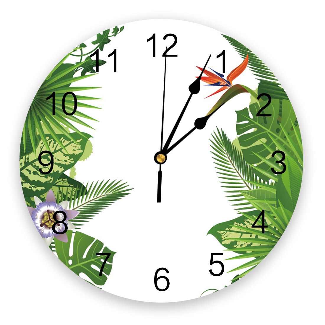 Animal Warbler Bird Tropical Flower Leaf Butterfly New Wall Clock
