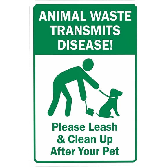 Animal Waste Transmits Disease Sign - 8"x12" Pet Waste Security Metal Sign, Business Home Outdoor Indoor Road Yard Safety Decor