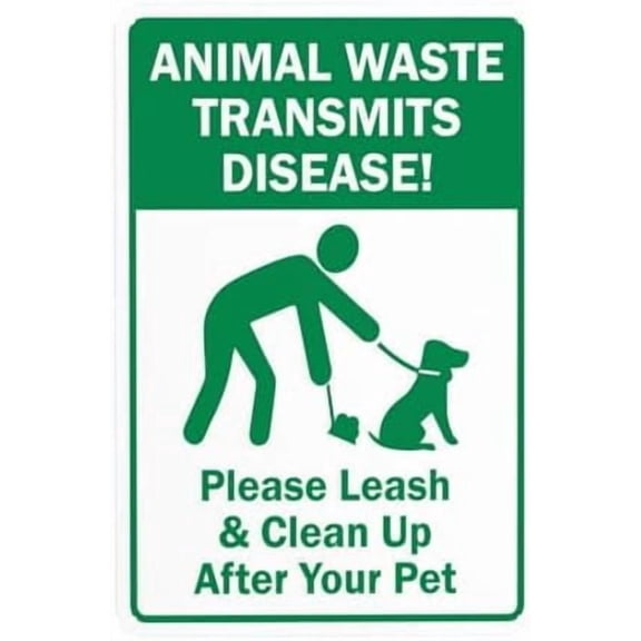 Animal Waste Transmits Disease! Warning Sign, Pet Waste Metal Signs for Business Home Outdoor Indoor Road Yard Garage Street Wall Caution Custom Decor 8 x 12 Inch
