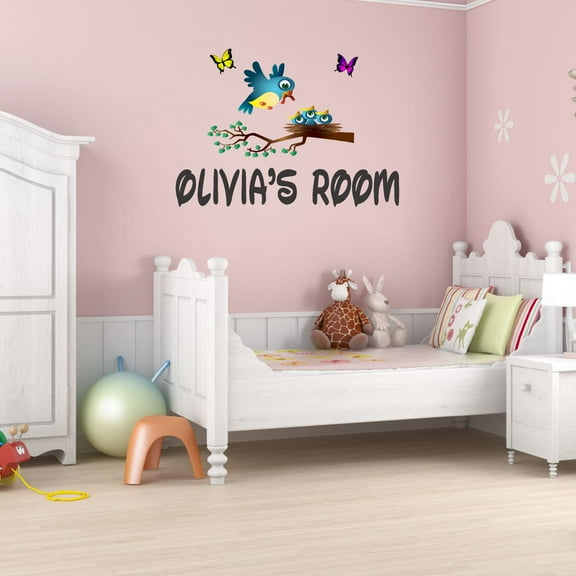 Animal Watercolor Custom Name Wall Decals for Kids Room - Animal Family Customized Name Design Cartoon Personalized Bedroom Wall Sticker Water Color Style - Size: 10 In x 7 In