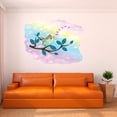 thumbnail image 1 of Animal Watercolor Wall Decals for Kids Room - Bird Chirping Purple Hearts Decoration Outdoor Scene DIY & Creativity Boy Girl Bedroom Wall Water Color Sticker - Size: 10 In x 7 In, 1 of 5