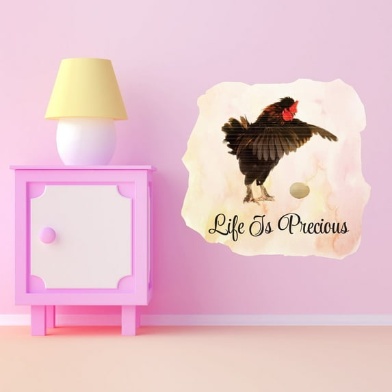Animal Watercolor Wall Decals for Kids Room - Rooster Bird Animal Inspirational Quotes Outdoor Scene DIY & Creativity Boy Girl Bedroom Wall Water Color Sticker - Size: 20 In x 20 In