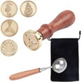 thumbnail image 1 of Animal Wax Seal Stamp Set Ocean Theme 4PCS Sealing Wax Stamp Brass Removable Heads +1 Wood Handle +Melting Spoon Retro 25mm Removable for Envelopes Invitations(Mermaid Tail Seahorse Shell), 1 of 9