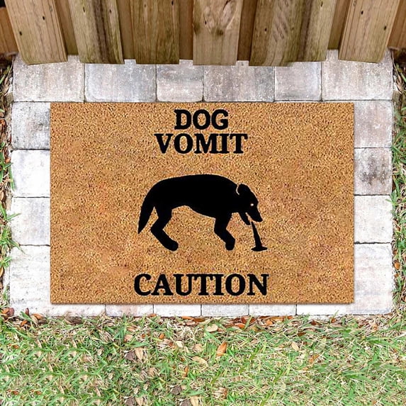 Animal Welcome Floor Mat Cat Vomit Sign Door Rugs Dogs Vomit Sign Cat Warning Sign Decoration Cat Decor Funny Gifts Doormat Filthy Non Slip Entrance Door Rugs (19.69x31.5 inch)