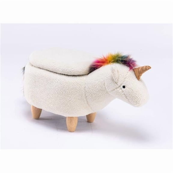 Animal White & Multi Color Storage Ottoman
