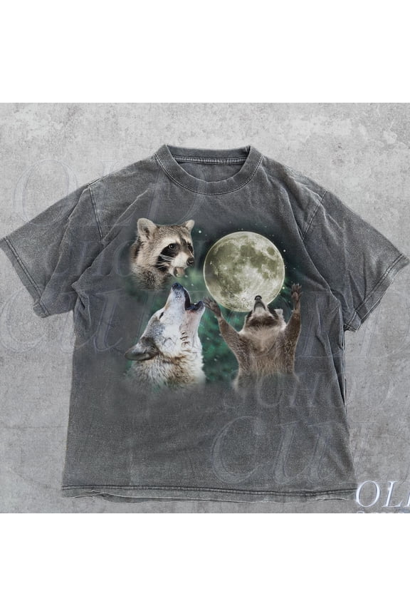 Animal And Wolf Vintage Graphic T-Shirts, Retro Moon Animal And Wolf Vintage Graphic T-Shirts, Retro Wolf Moon Galaxy Top, Wolf Lovers DARK HEATHER Unisex S-5XL Hot Trending Shirt