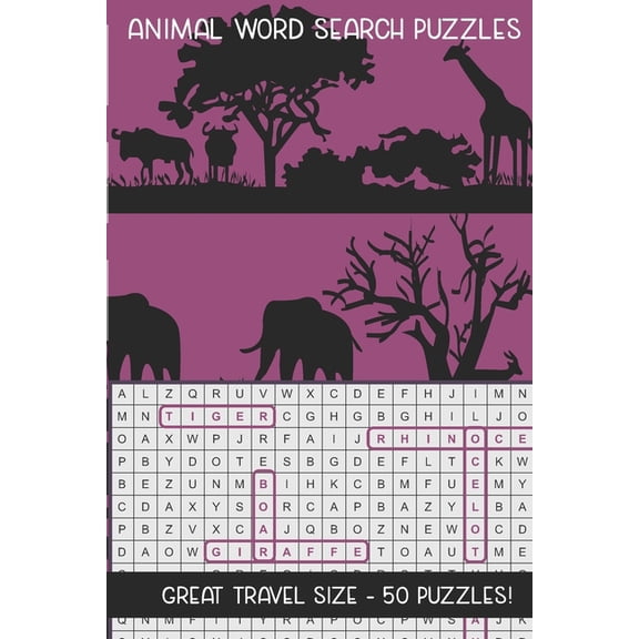 Animal Word Search Puzzles: Great Travel Size, 50 Seek and Find, Word Circle Pencil Puzzles for Kids and Adults