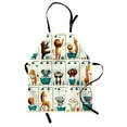 thumbnail image 1 of Animal World Apron, Funny Cartoon Artwork of Monkey Elephant Giraffe Having Shower, Unisex Kitchen Bib with Adjustable Neck for Cooking Gardening, Adult Size, Teal Burnt Orange Ivory, by Ambesonne, 1 of 4