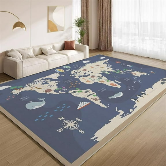 Animal World Map Area Rugs, Vintage Educational Map Carpet, Ultra Soft Washable Non Slip Low Pile Rug for Bedroom Living Room Study Office 2x3ft