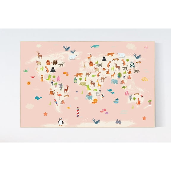 Animal World Map Nursery Decor