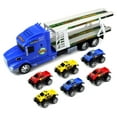 thumbnail image 1 of Animal World Truck Trailer Children's Friction Toy Transporter Truck Ready To Run 1:24 Scale w/ 6 Toy Trucks (Colors May Vary), 1 of 4