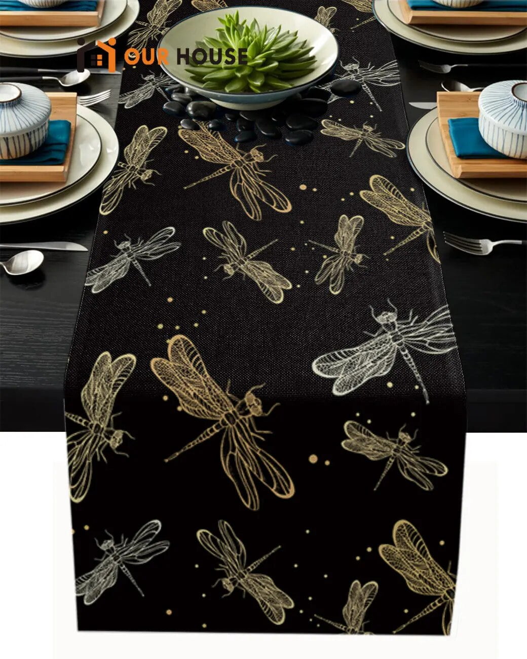 Animal Yellow Dragonfly Festival Table Runners Wedding Party Decor