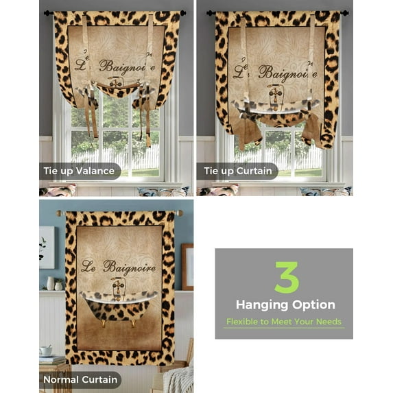 Animal Zebra Fur Texture Pattern Curtain for Living Room Kitchen Tie-up Short Curtains Adjustable Rod Pocket Drapes