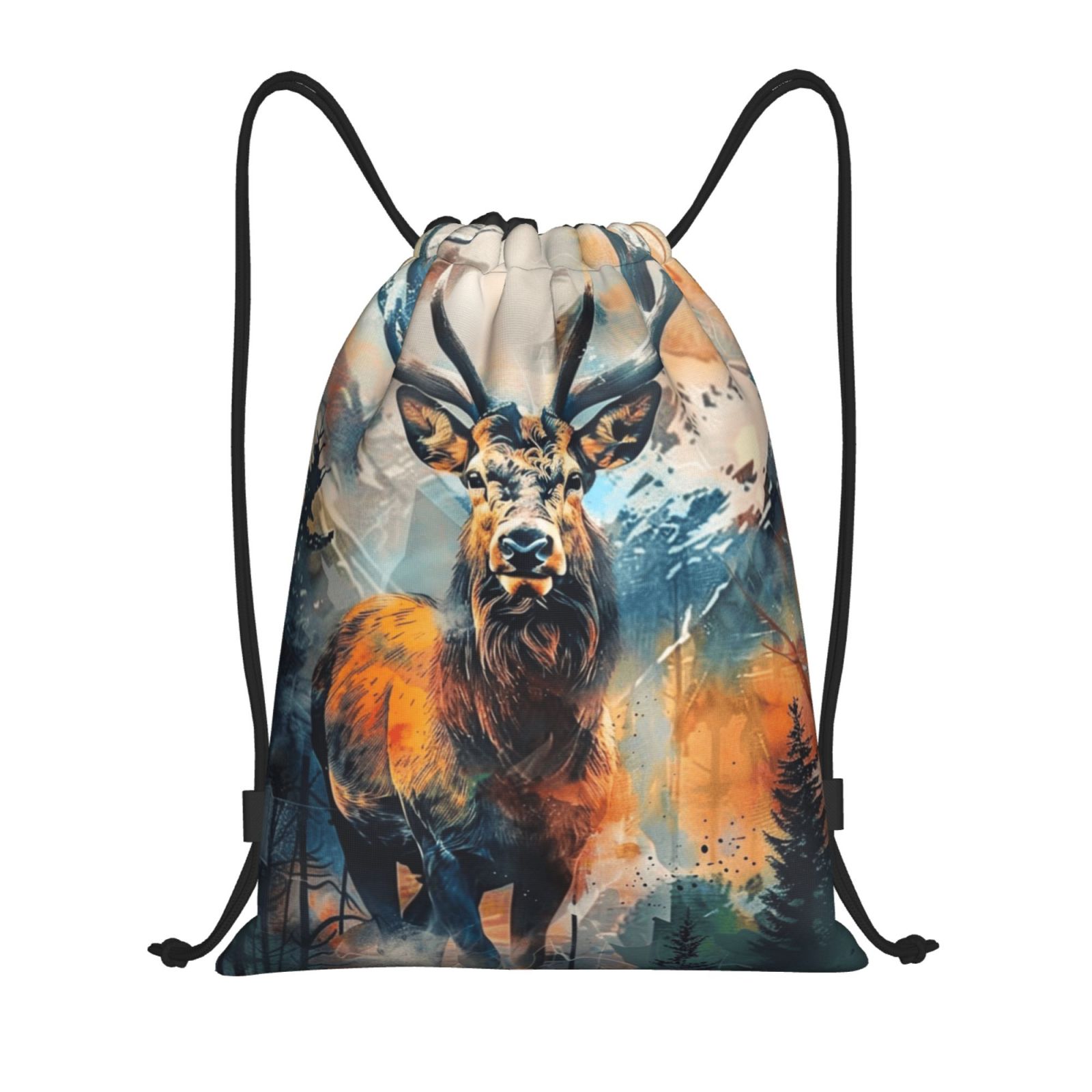 Animal art Bohemian drawstring backpack strap bag Fitness bag rope bag