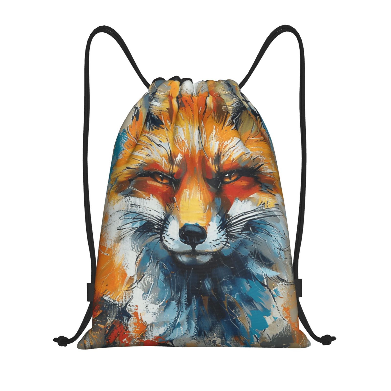 Animal art Drawstring backpack Gym bag printed canvas rope bag