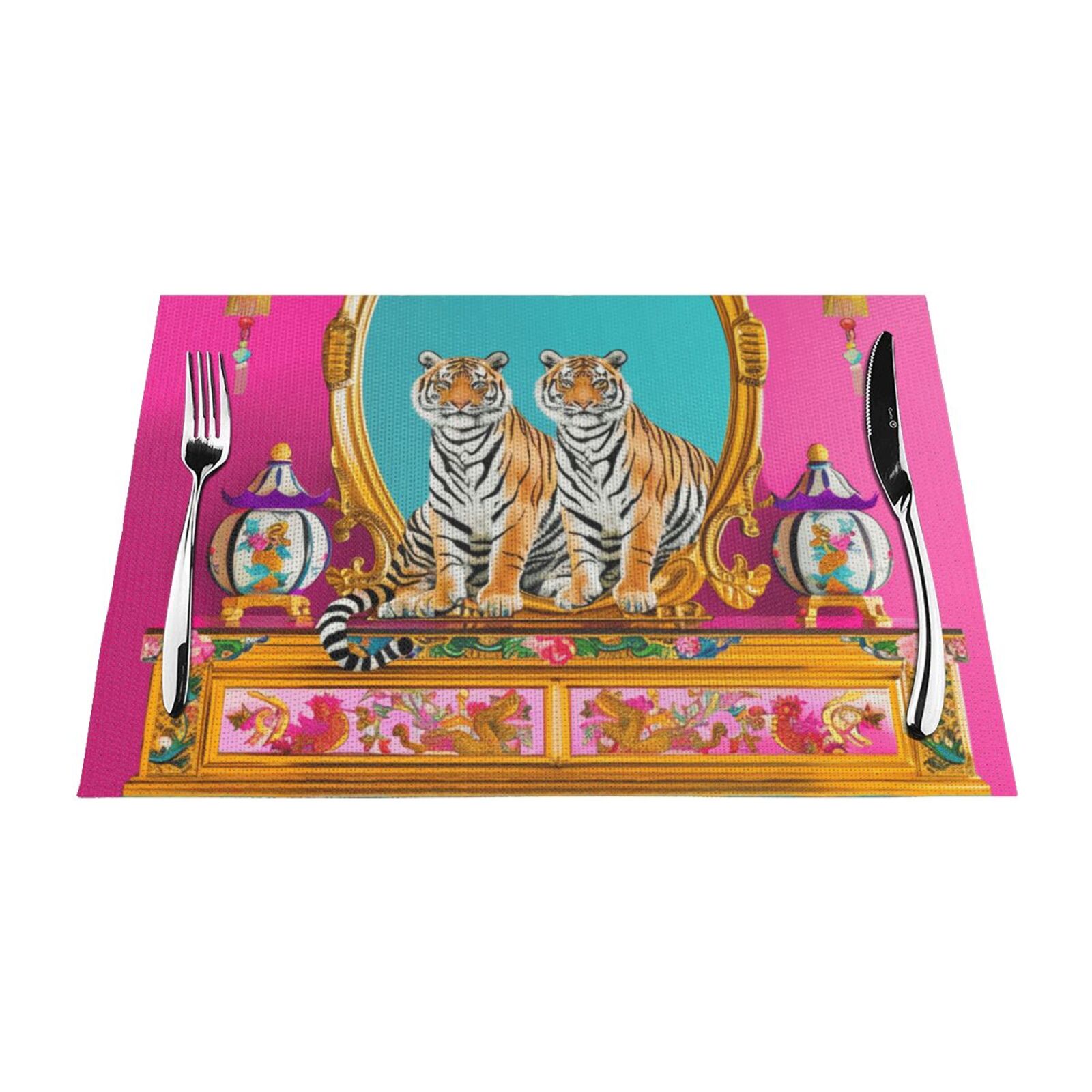 Animal art design Table mat can be wiped, dinner mat set, felt can be