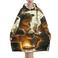 Animal art feature blanket hoodie, wool blanket sweatshirt for adult