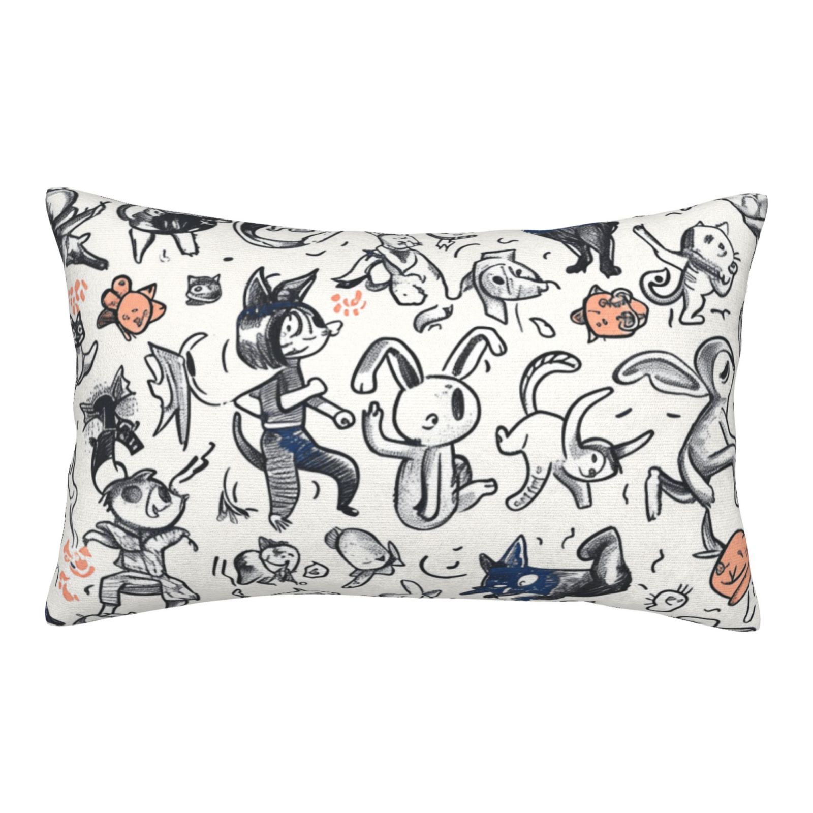 Animal art painting Waist pillow case Decorative large pillow case with