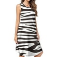 thumbnail image 1 of Animal black and white zebra pattern Spring Summer Dresses for Women Fashion T-shirt Dress Casual Sleeveless Loose Sundress with Pockets, 1 of 5