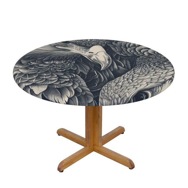 Animal classical painting Round Picnic Table Cloth, Elastic Waterproof