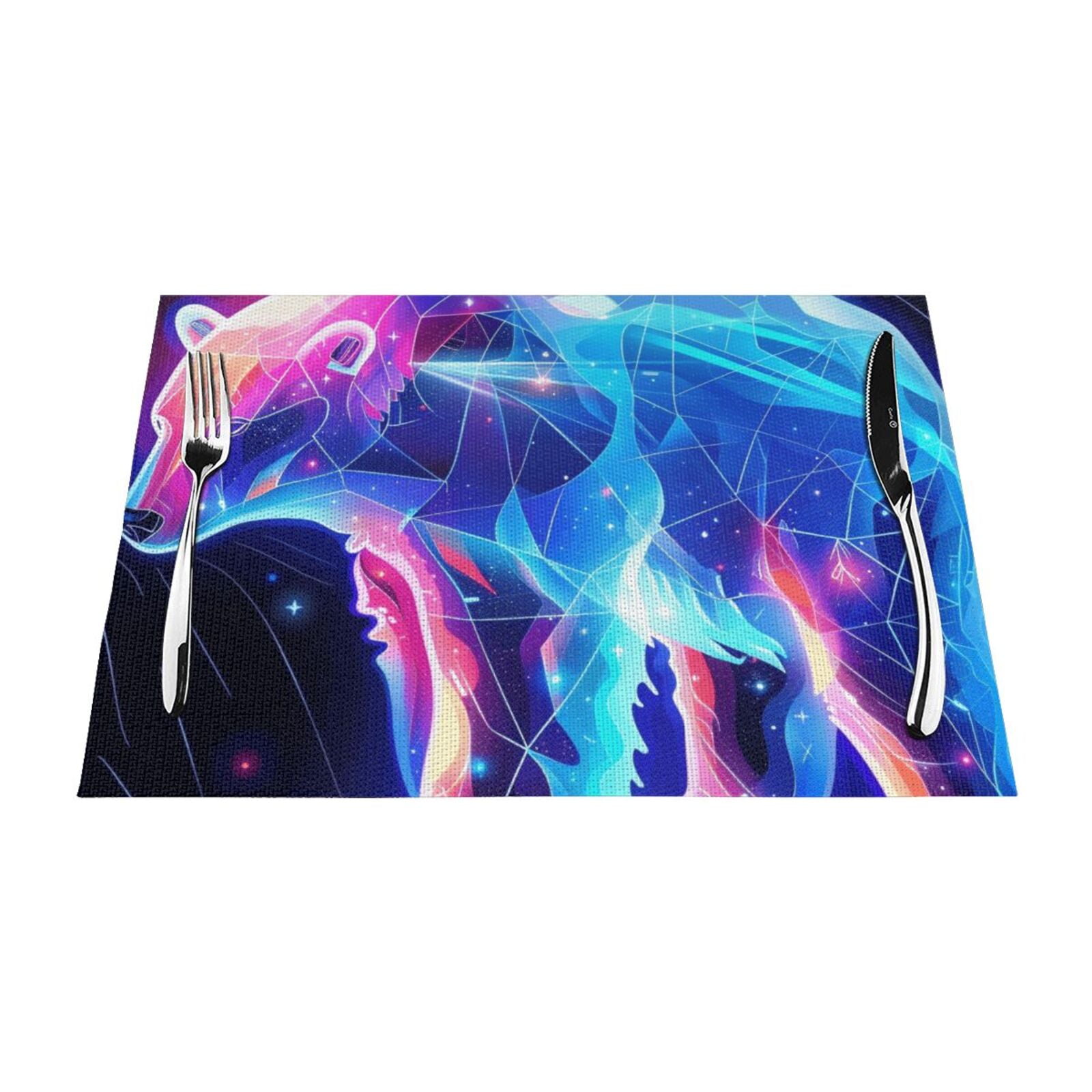 Animal closeup PVC meal mat, dining table mat PVC washable woven vinyl