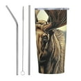 Animal deer closeup 20 oz stainless steel insulated cup with handle